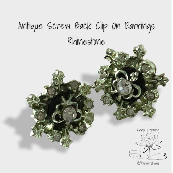 Antique Yellow Hue Rhinestone Screw Back Clip-On Earrings - Stunning Sparkle - Picture 8 of 8